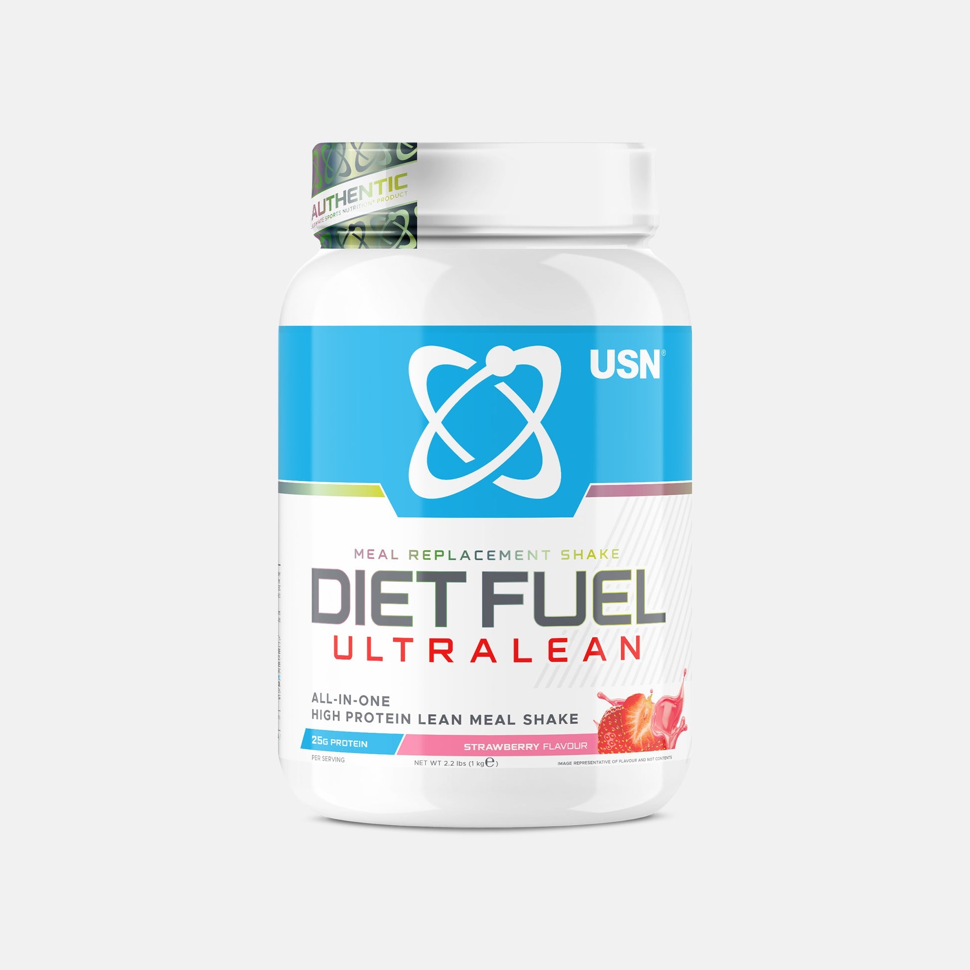 USN Diet Fuel Ultralean Strawberry 1kg front-facing tub